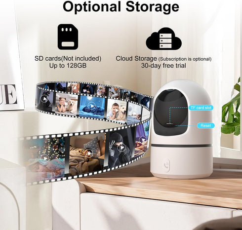 Camoon 2K 360 2.4Ghz Indoor Security Camera, WiFi Cameras for Home Security, Baby/Pet Camera with Phone App, One-Touch