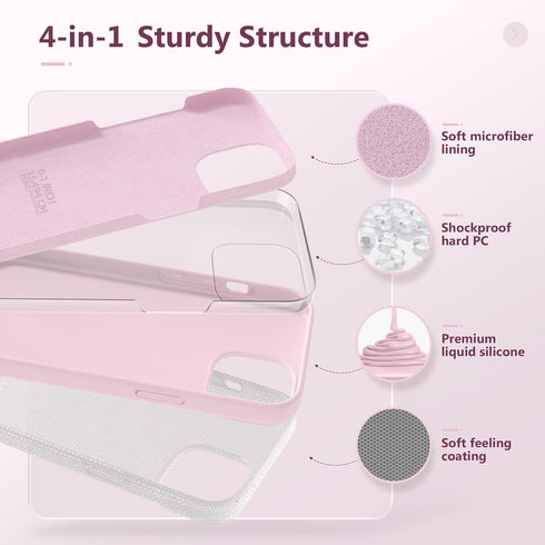GONEZ iPhone 14 Case Silicone, Shockproof Protective Phone Cover with 2X Screen Protector + 2X Camera Lens Protector,