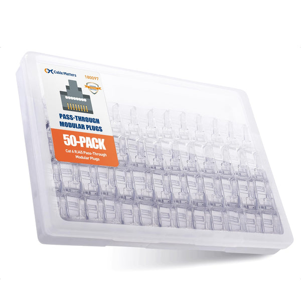 Cable Matters 50-Pack Cat 6 Pass Through RJ45 Connectors for Solid or Stranded UTP Ethernet Cable
