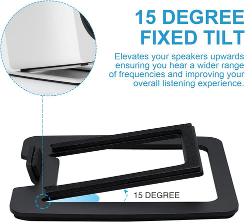 SW601 Metal Desktop Speaker Stands for Compact 2''-3'' Speakers, Tilted Steel Damping Foam Padding, Pair