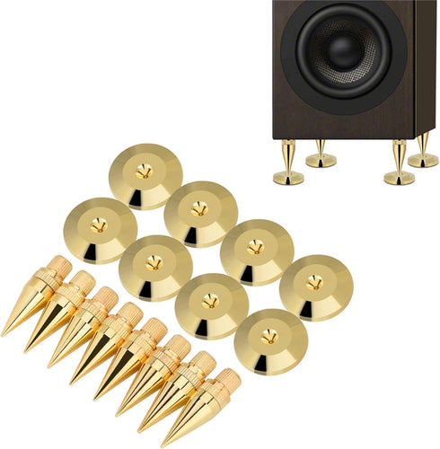 Socobeta 8 Pairs Copper Speaker Spike Set with Base Pad for Speaker Isolation Stand