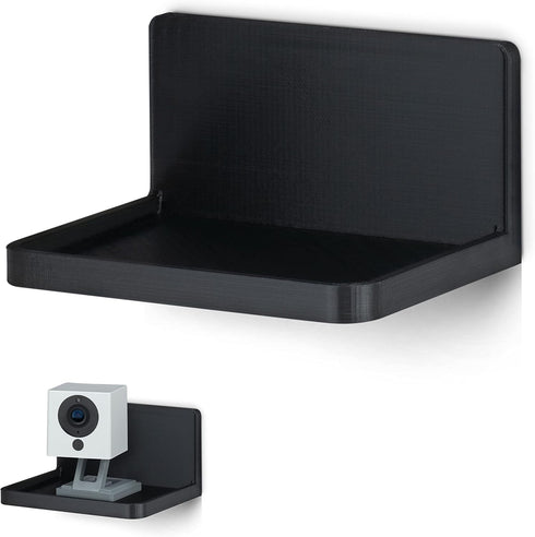 BRAINWAVZ Universal Floating Shelf Mount for Security Cameras, Baby Monitors, Speakers, Plants & More, Black