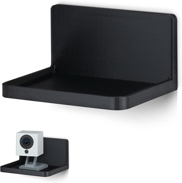 BRAINWAVZ Universal Floating Shelf Mount for Security Cameras, Baby Monitors, Speakers, Plants & More, Black