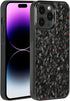 molzar Grip Series Case for iPhone 14 Pro Max, Real Forged Carbon Fiber, Wireless Charging Compatible (Glossy Black/Red)