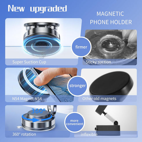 TAEERY 360Rotation Vacuum Magnetic Phone Holder One-Handed Operation Foldable Adjustable Magnetic Phone Holder