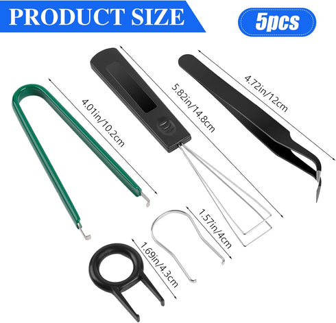 5 Pcs Keyboard Puller Set, Stainless Steel Keycap Remover Kit, Keyboard Cleaning Tools with Keycap Tweezers for