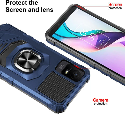 TCL ION X Case with Tempered Glass Screen Protector, Military Grade Heavy Duty Shockproof Protective Cover