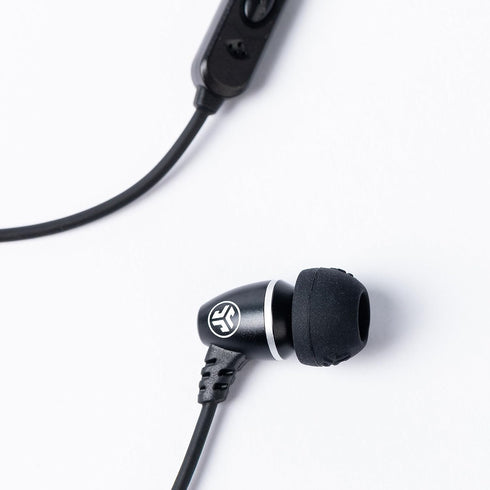 JLab J6MS Black Stereo to Mono In-Ear Single Earbud, Style Headset, 3.5mm Jack, Enterprise Class Microphone.