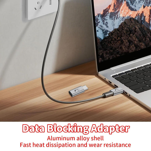 Generic 2.5x1.5cm USB Data Blocker, Aluminum Alloy Anti Juice Jacking Adapter Type-C to Type-C USB Protector Charging
