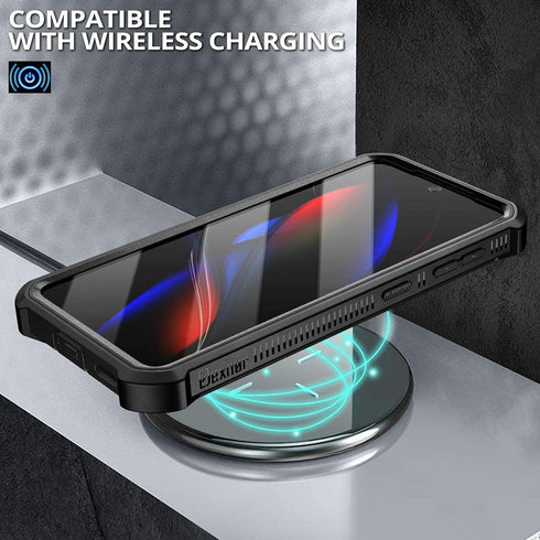 Dexnor Samsung Galaxy S21 Case, Heavy Duty Military Grade Protection with Built-in Screen Protector and Kickstand, Black
