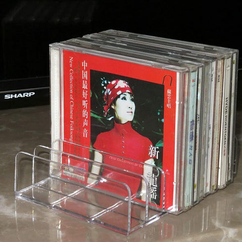 Pmsanzay Clear Acrylic CD DVD Holder, Storage Box for 14 Standard CD Cases, Media Shelf Organization