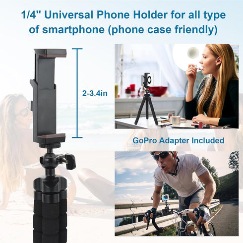 UTEBIT 360rotatable,Camera Flexible Phone Tripod with Phone Holder, Tripod Compatible for Go Pro/Video