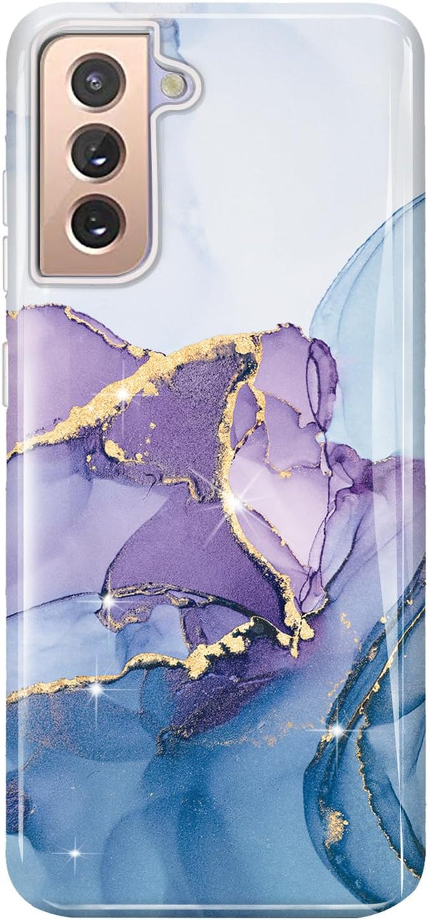 luolnh Galaxy S21 Case, Samsung Galaxy S21 Shockproof Soft Silicone Rubber TPU Bumper Cover for Girls (Abstract Purple