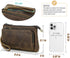 Portable Compact Travel Tech Kit, Electronic Organizer Zipper Bag, Handmade Top Grain Leather Pouch Fits Phone, USB