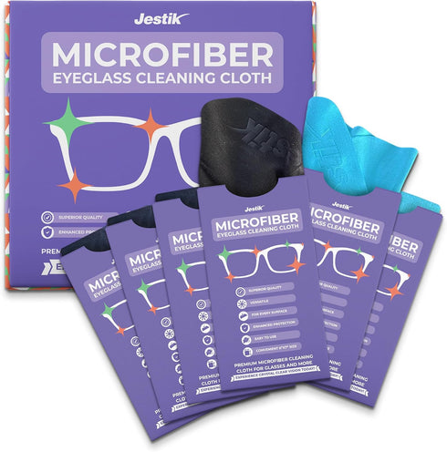 Microfiber Eyeglass Cleaning Cloths - Premium Japanese Microfiber for Glasses, Lens Cleaner, Pack of 6