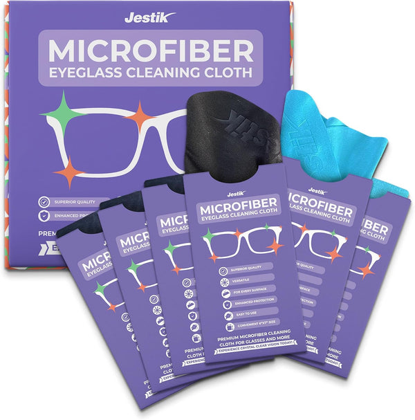 Microfiber Eyeglass Cleaning Cloths - Premium Japanese Microfiber for Glasses, Lens Cleaner, Pack of 6
