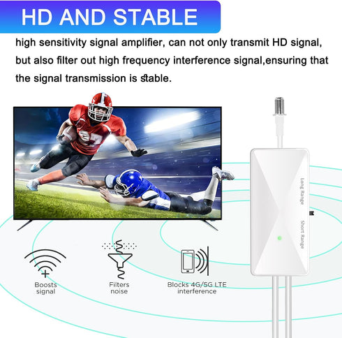 GZMJRD 25dB (WHITE32) TV Antenna Amplifier, Antenna Signal Booster, High Gain Powerful Digital Antennas Booster