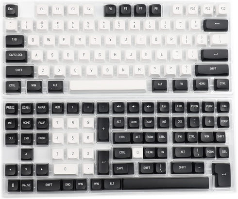 YMDK YSA Ball Shape Double Shot PBT Keycaps for MX Keyboard, 104 87 61 Melody 96 KBD75 ID80 GK64 SP84 (Black White Mix)