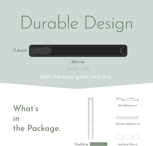 Swappable Ultra-Thin Phone Grip, Convertible Holder Fits Most iPhone and Android Cases, Compatible with Wireless