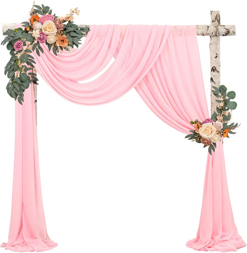 Wedding Arch Draping Fabric,1 Panel 28" x20ft Pink Wedding Arch Drapes for Ceremony Chiffon Fabric Drapes Arbor Drapery Wedding Arch Decorations for Reception Sheer Backdrop Curtains for Party Swag