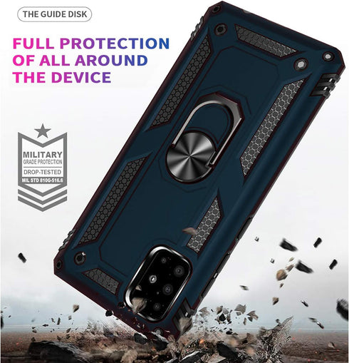 STARSHOP Compatible Samsung Galaxy A71 5G Phone Case with Tempered Glass Screen Protector, Blue