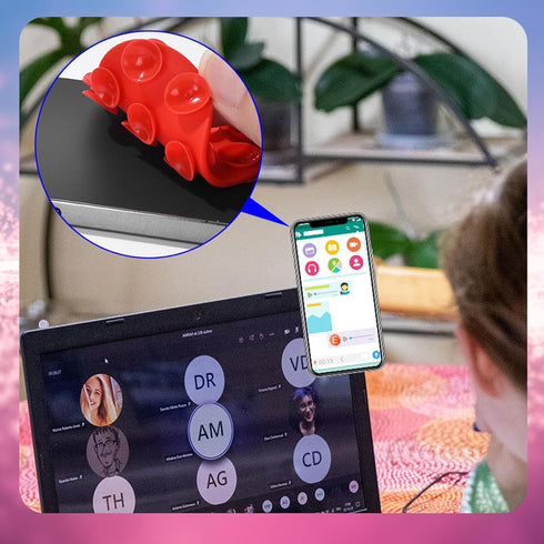 Vilbocr 3PCS Silicone Suction Phone Case Mount,Double-Sided Heart Shaped Non Slip Suction Cup Phone Mount,Hands-Free