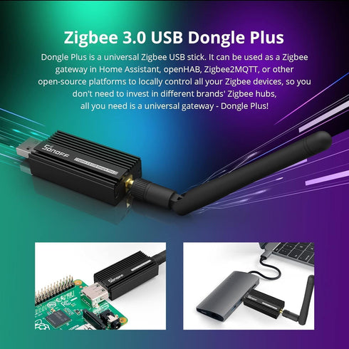 SONOFF Zigbee 3.0 USB Dongle Plus-E Gateway, Universal USB Adapter with Antenna for Home Assistant, Zigbee2MQTT