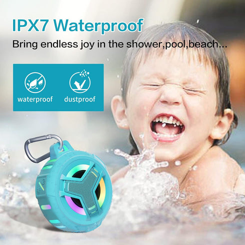 EBODA Waterproof Bluetooth Shower Speaker, IPX7 Floating Portable Wireless Speaker, 24H Playtime with RGB Light for
