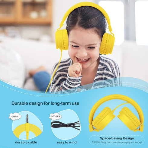 gorsun Kids Headphones, Lightweight Stereo Wired Toddler Headset with Adjustable Headband for Smartphones, Computer,