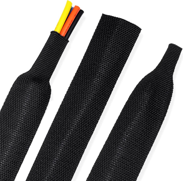 Tsmhisd 2:1Heat Shrink Wire Loom Braided Cable Sleeves,Heat Resistant Fabric Woven Shrink Tubing