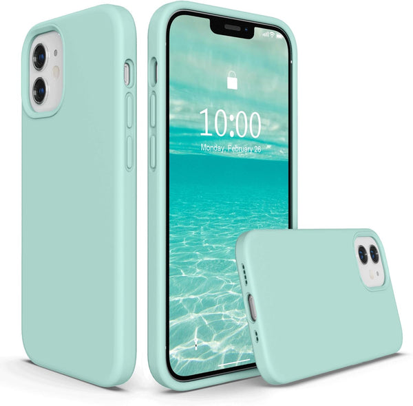 SURPHY Silicone Case Compatible with iPhone 12 Mini, Liquid Silicone Phone Case with Microfiber Lining (Mint Green)