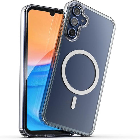 ENCASED 2-in-1 MAG Case for Samsung Galaxy A15 5G, Magnetic Cover with Ring Grip, Clear Silicone Phone Holder