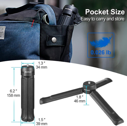 MINIFOCUS Camera Tripod, Compact Desktop Stand with 1/4" Screw for Gimbal Stabilizer and DSLR Cameras