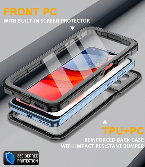 Waterproof Phone Case for Motorola Moto G Play 2024, Built-in Screen Protector, Shockproof Rugged Cover