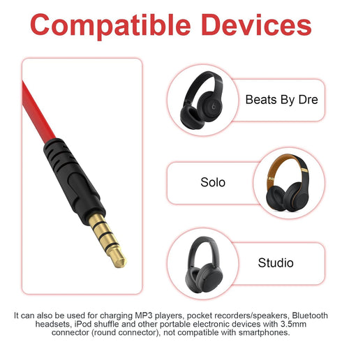 USB to 3.5mm Charging Cable Compatible with Beats by Dre, Studio, Solo Wireless Headphones, 3.3ft
