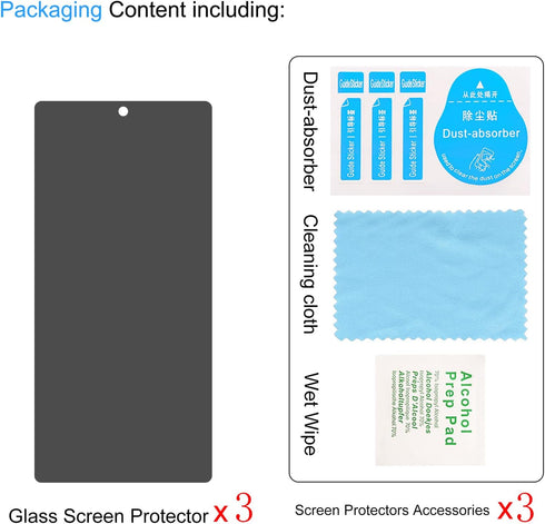 3 Pack Anti-Spy Tempered Glass Privacy Screen Protector for Google Pixel 6, Ultra HD, 9H, Bubble-Free, Easy Install.