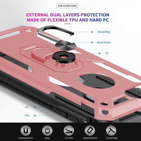 Folmeikat Compatible with iPhone 8 Plus, 7 Plus, 6s Plus/6 Plus Phone Case, 360 Degree Rotating Metal Ring