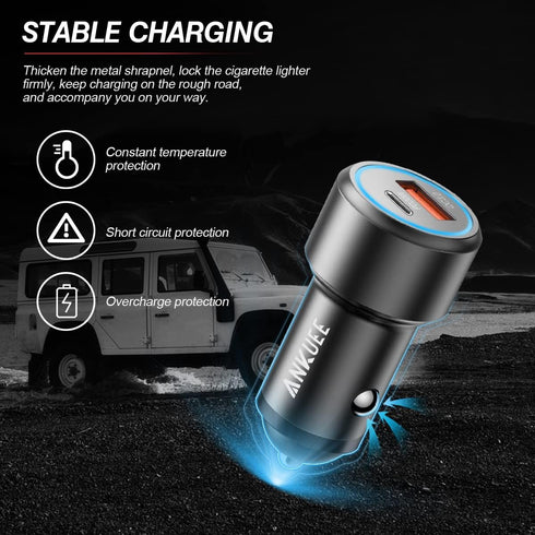 USB C Car Charger, 2 Pack PD 20W & QC 3.0 22.5W USB Fast Charger Plug, Mini Aluminum Alloy Cigarette Lighter Adapter,