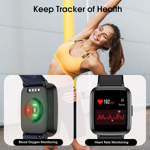 Kummel Smart Watch, Fitness Tracker with Blood Oxygen, Heart Rate & Sleep Monitor, Waterproof Watch for Men Women
