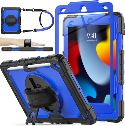 SEYMAC stock Case for iPad 9th/ 8th/ 7th Generation 10.2'', Shockproof with Screen Protector,