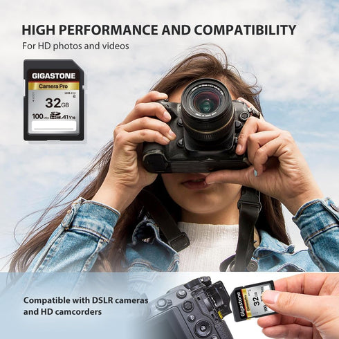 Gigastone 5-Years 32GB 2-Pack, A1 V10 2 Data Recovery SD Card Camera Pro, SDHC Memory Card Compatible with SPYPOINT