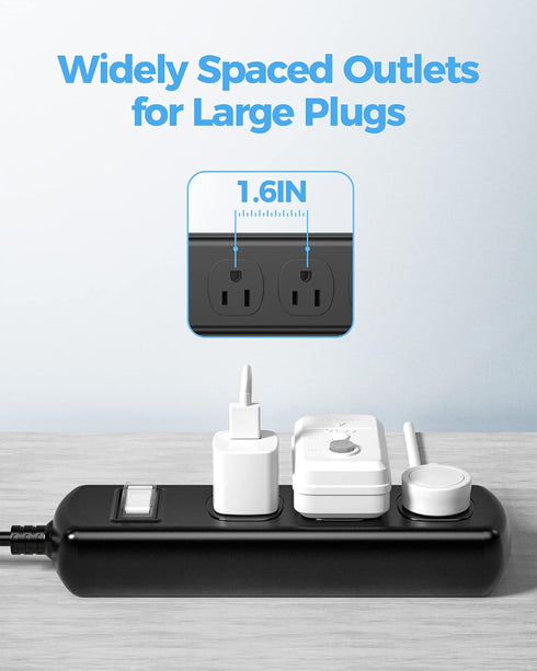 EIGSO Outdoor Power Strip - Weatherproof IPX6 Grade Surge Protector with 3 Wide Outlets and 6 FT Extension Cord