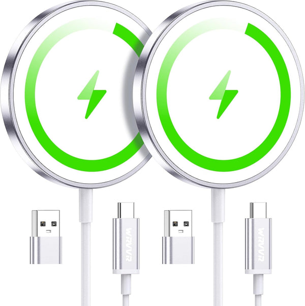 Apple Mag-Safe Charger 2 Pack, Magnetic Wireless Charger for iPhone 15/14/13/12, 15W Fast Charging Pad, Green