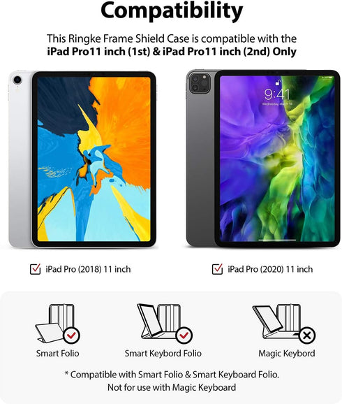 Ringke Frame Shield for iPad Pro 11 inch (2020, 2018 Released Ver.) - Matte Black Case