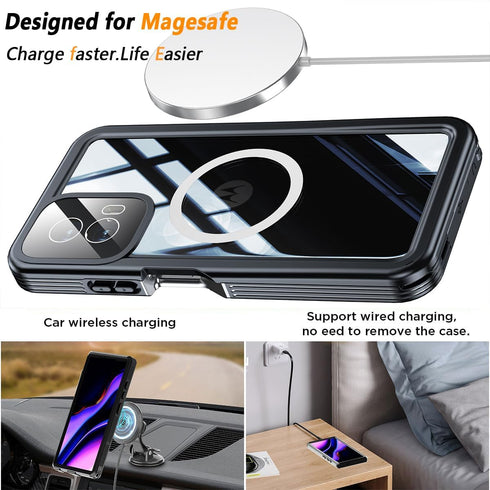 Shop Motorola Moto G Power 5G 2024 Case: Waterproof, Shockproof, 20 FT Drop Proof, IP68, Magnetic Cover - Black.
