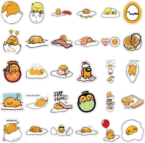 CHVISO 60PCS Japanese Lazy Egg Kawaii Stickers, Vinyl Waterproof Stickers for Kids, Teens, Adults