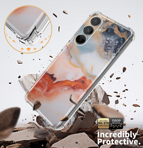Shop Samsung Galaxy S24 Plus Case with Screen Protector, Agate Gold Marble Slim, Anti-Drop Shockproof Soft TPU Cover.