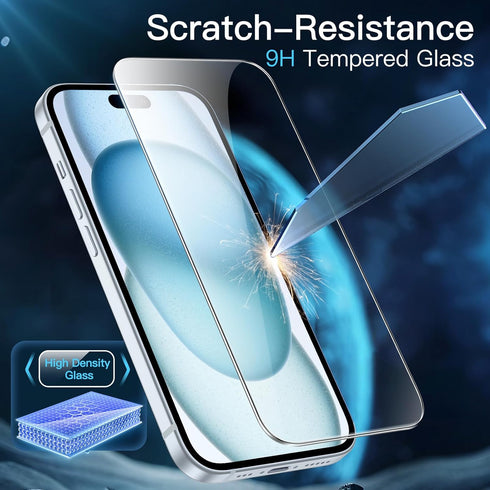 JETech Screen Protector for iPhone 15 Plus 6.7-Inch, Bubble Free, Tempered Glass Film, Case-Friendly, Easy