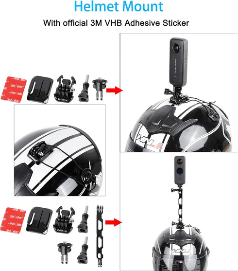 Motorcycle Bike Handlebar Helmet Mount Bundle for Insta360 X4, GO 3, X3, X2, ONE RS, GoPro 12/11/10/9/8/7/6/5