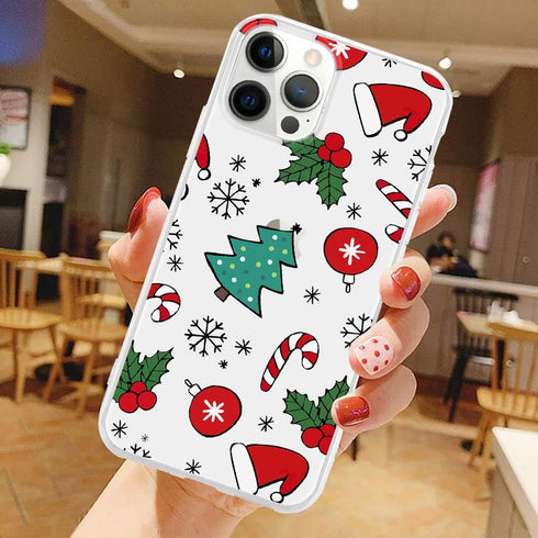 LCHULLE Compatible with iPhone 15 Pro Christmas Case Xmas Santa Holiday Transparent Clear Design Women Men Kids Soft TPU Silicone Shockproof Protective Case Cover for iPhone 15 Pro, Xmas Tree